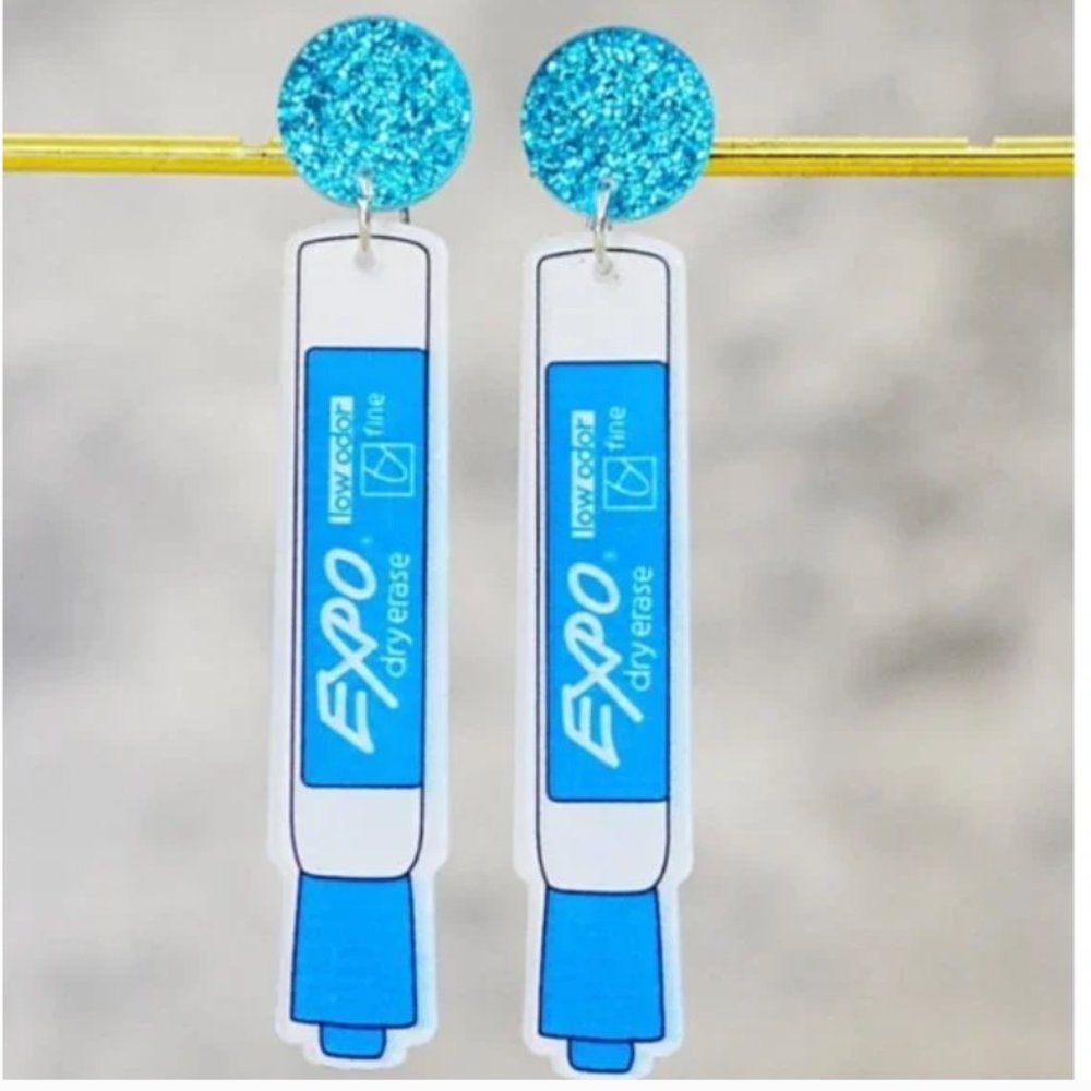 ⭐️💍 FREE Sharpie Pen College School Teacher Appreciation Artsy Pop Art Earrings